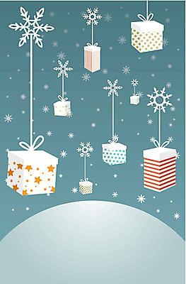 EPS 해외이미지 리본 크리스마스 겨울 일러스트 하늘 크리스마스선물 선물 사람없음 선물상자 흰색 눈송이 떨어짐 해외202004 해외일러스트 계절 기념일 컬러 컨셉 눈_날씨 상자 파일형식 벡터 이미지허브