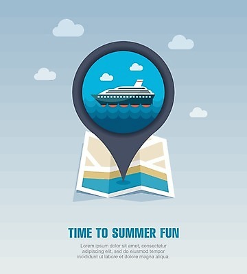 EPS 해외이미지 구름 바다 여행 지도 일러스트 사람없음 여름휴가 바캉스 크루즈 심볼 위치 해외202004 해외일러스트 자연요소 배_교통 휴가 파일형식 벡터 여름_계절 이미지허브