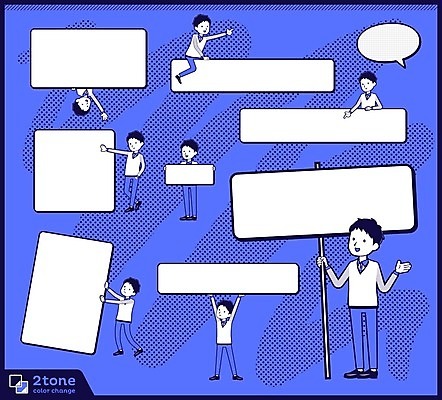 EPS 해외이미지 전신 남자 일러스트 사각프레임 프레임 여러명 성인 파란색 세트 종업원 직원 판매원 성인남자만 카피스페이스 해외202004 해외일러스트 직업 컬러 다수 사람 사각형 공백 남자만 성인만 파일형식 벡터 이미지허브