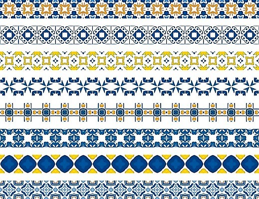 EPS 해외이미지 전통 디자인 선 패턴 오렌지 일러스트 벽지 추상 장식 파란색 노란색 흰색 포르투갈 타일 묘사 정사각형 모자이크 스페인어 아라베스크 엘리먼트 튀니지 해외202004 해외일러스트 도형 유럽 컬러 무늬 과일 아프리카 파일형식 벡터 이미지허브