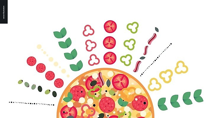 EPS 해외이미지 직업 음식 조각 토마토 채소 일러스트 재료 치즈 피자 육류 요리 사람없음 주방 식당 식사 저녁식사 이탈리아 기쁨 껍질 올리브 베이컨 후추 성분 바질 주인 마르게리타피자 모짜렐라치즈 살라미 페퍼로니 해외202004 해외일러스트 열매 감정 유럽 식재료 유제품 패스트푸드 서양음식 돼지고기 상점 소시지 향신료 파일형식 벡터 이미지허브