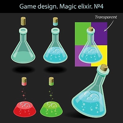 EPS 해외이미지 일러스트 유리 빨간색 초록색 코르크 마법 해외202004 해외일러스트 컬러 재질 파일형식 벡터 이미지허브