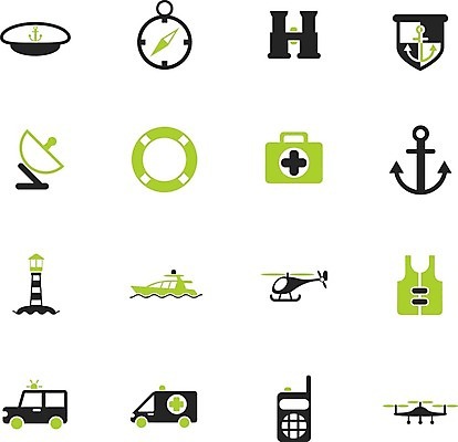 EPS 해외이미지 일러스트 초록색 보트 헬리콥터 나침반 신호등 구급차 지프 심볼 닻 구명용품 해외202004 해외일러스트 컬러 배_교통 승용차 자동차 비행기 안전장비 파일형식 벡터 이미지허브