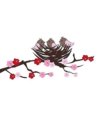 EPS 해외이미지 꽃 일러스트 조류 추상 사람없음 나뭇가지 둥지 해외202004 해외일러스트 나무 식물 동물 무늬 파일형식 벡터 이미지허브