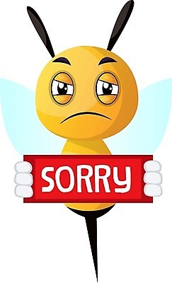 EPS 해외이미지 동물 감정 곤충 날개 일러스트 노란색 정보 메시지 벌레 만화 벌 꿀 후회 찌르기 미안 우울감 해외202004 해외일러스트 컬러 모션 사죄 파일형식 벡터 이미지허브