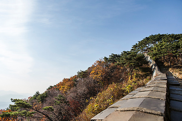 포토 JPG 주간 계절 단풍 하늘 산 한국 풍경 사람없음 야외 가을 성벽 남한산성 국내포토 자연요소 아시아 잎 경기도 파일형식