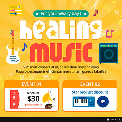 PSD 템플릿 악기 음악 웹템플릿 음표 팝업 웹팝업 사람없음 스피커 기타 키보드 쿠폰 힐링 축음기 이미지템플릿 기호 음향기기 현악기 문화예술 골동품 파일형식