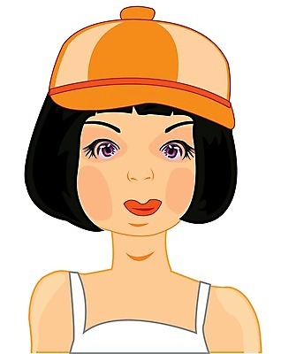 EPS 해외이미지 일러스트 갈색머리 사람 머리카락 머리 흰배경 머리장식 캡모자 해외202004 해외일러스트 모자_잡화 헤어스타일 백그라운드 신체부위 장식 흰색 파일형식 벡터 이미지허브