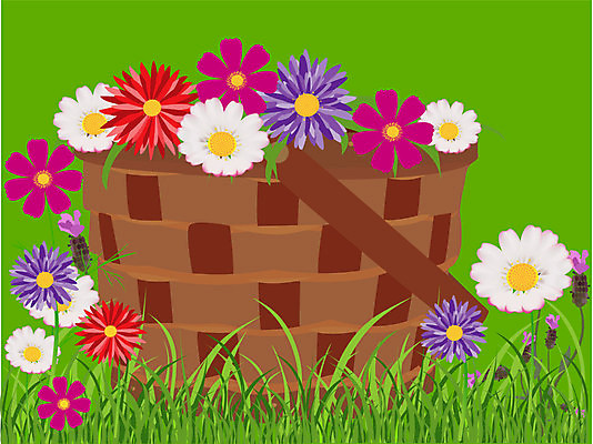 EPS 해외이미지 식물 디자인 꽃 꽃무늬 일러스트 자연 부활절 손잡이 바구니 코스모스 그림 데이지 해외202004 해외일러스트 기념일 무늬 생태계 파일형식 벡터 이미지허브