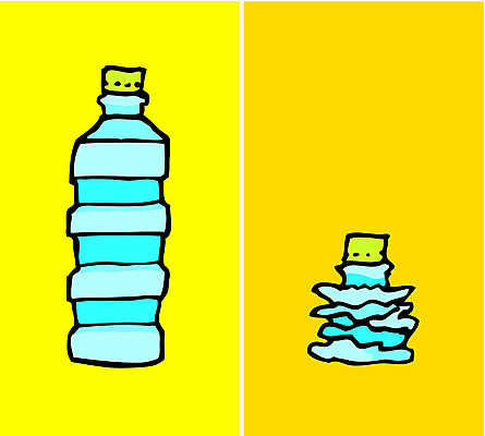 EPS 해외이미지 음료 포즈 컨셉 일러스트 물 환경 재활용 변화 플라스틱 만화 물병 환경보전 찌그러짐 해외202004 해외일러스트 자연요소 재질 사회이슈 물통 친환경 파일형식 벡터 이미지허브