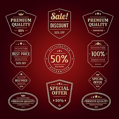 EPS 해외이미지 스티커 일러스트 사람없음 빨간색 세트 라벨 세일 빈티지 해외202004 해외일러스트 컬러 컨셉 프레임 파일형식 벡터 이미지허브