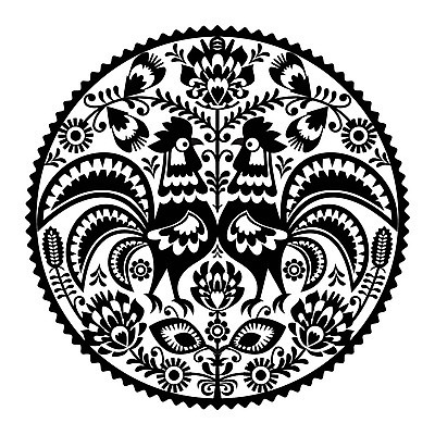 EPS 해외이미지 전통 꽃 패턴 일러스트 흑백 사람없음 화려 폴란드 해외202004 해외일러스트 식물 유럽 컨셉 무늬 촬영기법 파일형식 벡터 이미지허브