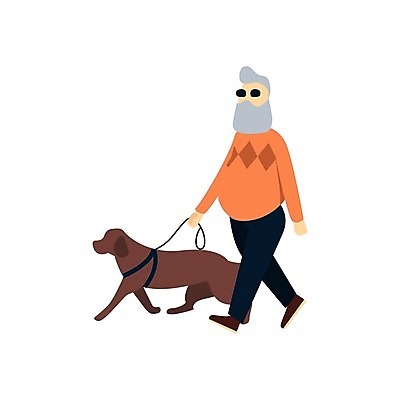 EPS 해외이미지 동물 백인 캐릭터 할아버지 남자 실루엣 안경 일러스트 가이드 사람 선글라스 걷기 산책 개 래브라도리트리버 비전 장애 시각장애인 해외202004 해외일러스트 일러캐릭터 서양인 직업 잡화 노년 포유류 모션 휴식 촬영기법 리트리버 장애인 파일형식 벡터 이미지허브