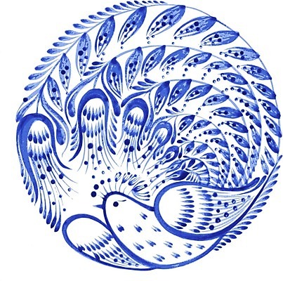 EPS 해외이미지 디자인 꽃 백그라운드 잎 일러스트 조류 수채화 미술 사람없음 파란색 원형 비둘기 해외202004 해외일러스트 도형 식물 동물 컬러 문화예술 파일형식 벡터 이미지허브