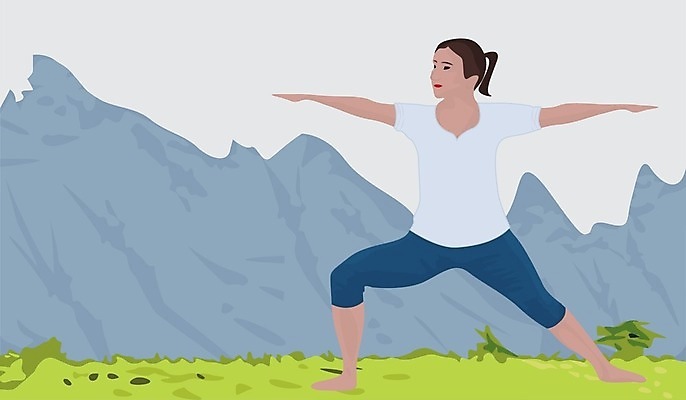 EPS 해외이미지 라이프스타일 웰빙 여자 선 포즈 백그라운드 일러스트 요가 자연 휴식 산 건강 파노라마 풍경 야외 운동 환경 화목 연습 언덕 명상 장면 아사나자세 해외202004 해외일러스트 컨셉 촬영기법 사람 생활 요가자세 생태계 파일형식 벡터 이미지허브