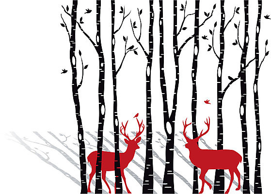 EPS 해외이미지 실루엣 백그라운드 잎 크리스마스 겨울 날개 일러스트 자연 사슴 뿔 그림자 사람없음 빨간색 검은색 흰색 숲 그림 자작나무 순록 해외202004 해외일러스트 나무 식물 계절 기념일 컬러 포유류 촬영기법 생태계 파일형식 벡터 이미지허브