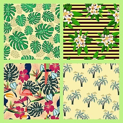 EPS 해외이미지 나무 구름 꽃 여행 백그라운드 패턴 일러스트 벽지 휴가 손바닥 여름 세트 태양 해외202004 해외일러스트 자연요소 식물 손 계절 무늬 파일형식 벡터 이미지허브