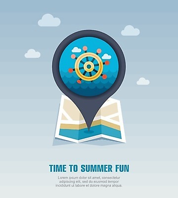 EPS 해외이미지 구름 바다 여행 지도 일러스트 사람없음 여름휴가 바캉스 키_배핸들 위치 해외202004 해외일러스트 자연요소 휴가 핸들 파일형식 벡터 여름_계절 이미지허브