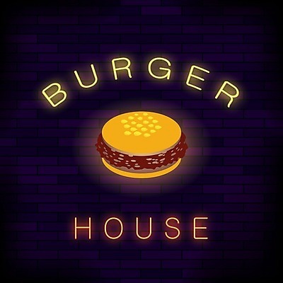 EPS 해외이미지 일러스트 타이포그라피 사람없음 햄버거 네온 햄버거가게 해외202004 해외일러스트 문자 패스트푸드 식당 파일형식 벡터 이미지허브
