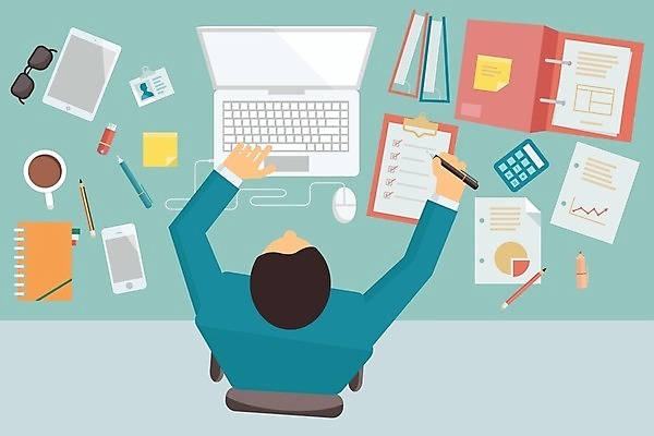 EPS 해외이미지 남자 일러스트 한명 상반신 성인 노트북 스마트폰 태블릿 계산기 기록 업무 비즈니스맨 문서 파일 바쁨 폴더 성인남자한명만 해외202004 해외일러스트 1 비즈니스 문구용품 사람 전자제품 핸드폰 스마트기기 장비 작업 직장인 남자한명만 성인남자만 파일형식 벡터 이미지허브