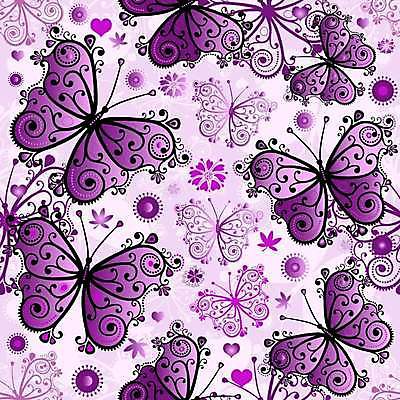 EPS 해외이미지 문양 나비 꽃무늬 패턴 일러스트 나뭇잎 사람없음 보라색 하트 화려 해외일러스트 모양 꽃 컬러 곤충 컨셉 잎 무늬 파일형식 벡터 이미지허브