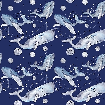 JPG 해외이미지 동물 별 패턴 일러스트 수채화 사람없음 파란색 행성 달 고래 고래자리 해외202004 해외일러스트 자연요소 컬러 무늬 포유류 우주 수중동물 별자리 파일형식 이미지허브
