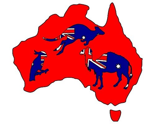 EPS 해외이미지 동물 배너 실루엣 백그라운드 일러스트 조류 빨간색 파란색 흰색 깃발 호주 심볼 사인 앵무새 낙타 캥거루 고립 단봉낙타 잉꼬 전국 해외202004 해외일러스트 컬러 포유류 촬영기법 오세아니아 파일형식 벡터 이미지허브