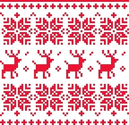 EPS 해외이미지 디자인 겨울 패턴 일러스트 눈꽃 사람없음 빨간색 루돌프 뜨개질 픽셀 해외202004 해외일러스트 계절 컬러 크리스마스 무늬 사슴 눈_날씨 취미 파일형식 벡터 이미지허브