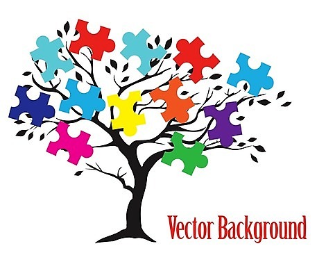 EPS 해외이미지 나무 일러스트 추상 사람없음 퍼즐 해외202004 해외일러스트 식물 무늬 파일형식 벡터 이미지허브