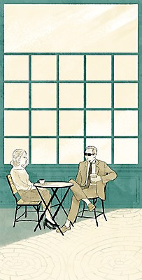 PSD 여자 남자 커피 여행 백그라운드 의자 일러스트 창문 탁자 휴식 사람 앉기 성인 두명 카페 세계여행 성인만 국내일러스트 음료 가구 컨셉 모션 세계 상점 파일형식