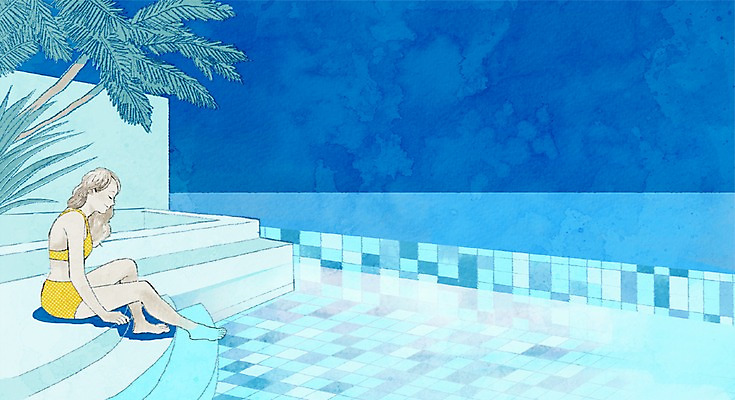 주간 PSD 여자 여행 백그라운드 일러스트 휴가 수영장 한명 사람 성인 야외 비키니 세계여행 휴양지 여자만 여자한명만 성인여자만 성인만 국내일러스트 자연요소 1 수영복 세계 장소 파일형식