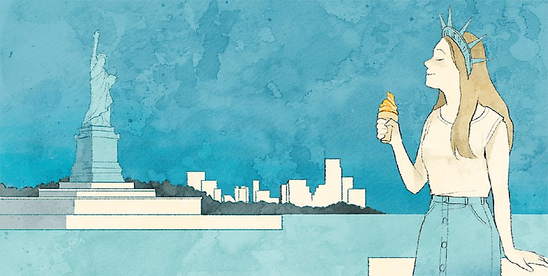 주간 PSD 여자 여행 백그라운드 일러스트 아이스크림 사람 성인 야외 미국 세계여행 뉴욕 자유의여신상 여자만 성인여자만 성인만 국내일러스트 자연요소 북아메리카 디저트 세계 세계문화유산 파일형식