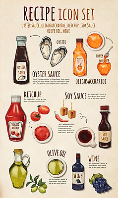 PSD 토마토 일러스트 식재료 재료 고추 포도 사람없음 세트 와인 된장 올리브오일 케첩 올리브 간장 레시피 엘리먼트 굴소스 플랫레이 국내일러스트 열매 채소 과일 주류 양념 소스_음식 플랫 기름_음식 파일형식