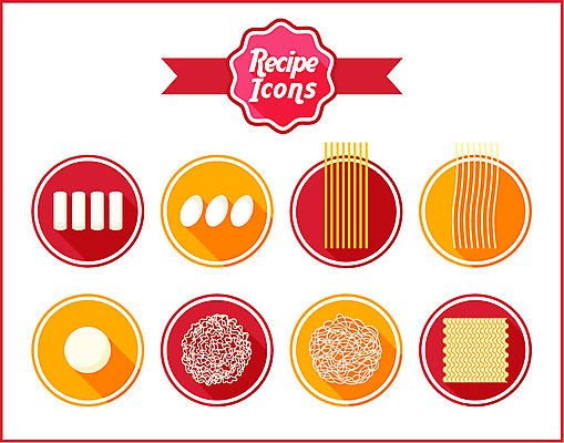 아이콘 식재료 재료 떡 사람없음 세트 라면 면류 플랫 레시피 당면 스파게티면 쫄면 플랫레이 2D아이콘 AI파일 음식 파일형식 벡터