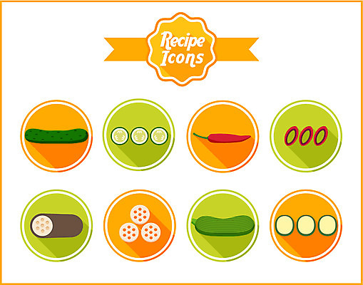 아이콘 채소 식재료 재료 고추 호박 오이 사람없음 세트 플랫 레시피 연근 플랫레이 2D아이콘 AI파일 파일형식 벡터