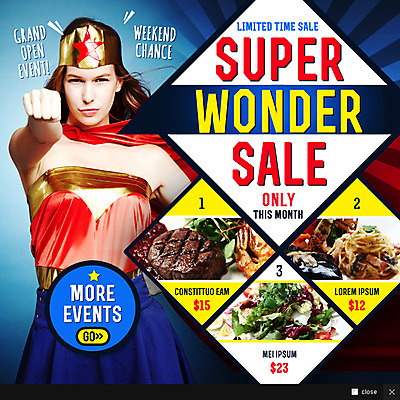 PSD 서양인 외국인 템플릿 여자 음식 웹템플릿 팝업 이벤트팝업 웹팝업 한명 사람 이벤트 성인 세일 슈퍼우먼 여자만 여자한명만 성인여자만 성인만 이미지템플릿 1 인종 파일형식