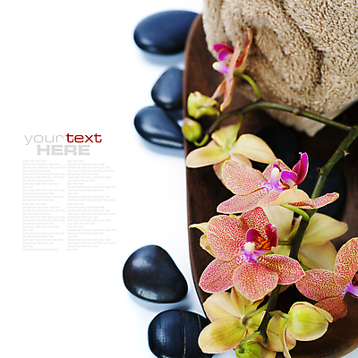 포토 JPG 해외이미지 꽃 사람없음 수건 스파 조약돌 스파용품 카피스페이스 해외포토 식물 위생용품 공백 돌_바위 오브젝트 파일형식 이미지허브