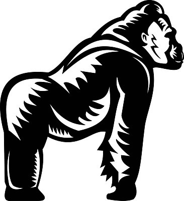 EPS 해외이미지 일러스트 그래픽 원숭이 인쇄 복고 판화 유인원 고릴라 목판화 해외202004 해외일러스트 포유류 미술 파일형식 벡터 이미지허브