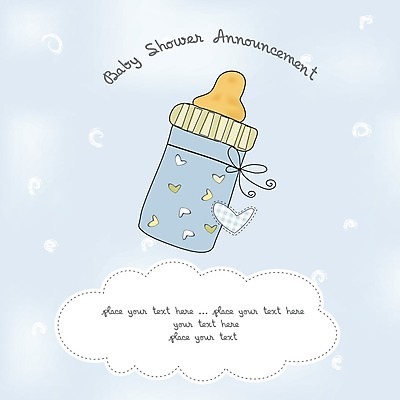 EPS 해외이미지 기념일 리본 백그라운드 일러스트 타이포그라피 사람없음 파란색 하트 젖병 초대 해외일러스트 모양 문자 컬러 이벤트 아기용품 파일형식 벡터 이미지허브