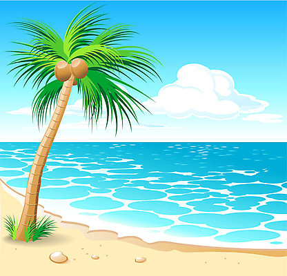 EPS 해외이미지 나무 식물 구름 모래 파도 바다 섬 여행 백그라운드 일러스트 하늘 휴가 풍경 사람없음 야외 물 여름 파란색 해외202004 해외일러스트 자연요소 계절 컬러 파일형식 벡터 이미지허브