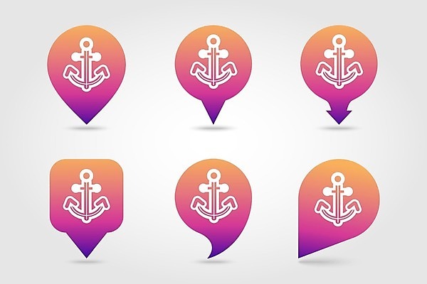 EPS 해외이미지 화살표 말풍선 일러스트 사람없음 세트 보라색 위치 그라데이션 닻 해외202004 해외일러스트 컬러 파일형식 벡터 이미지허브