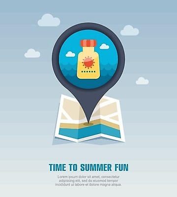 EPS 해외이미지 구름 바다 지도 일러스트 사람없음 여름 여름휴가 바캉스 선크림 위치 해외202004 해외일러스트 자연요소 계절 휴가 화장품 파일형식 벡터 여름_계절 이미지허브