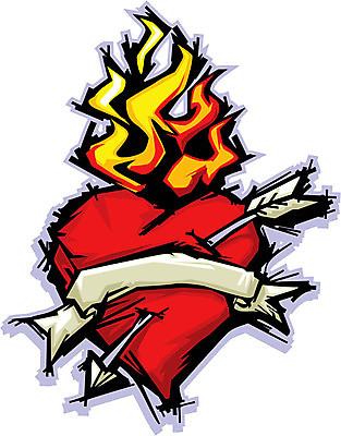 EPS 해외이미지 배너 일러스트 불 화살 사랑 하트 마음 문신 그림 연소 깨짐 해외202004 해외일러스트 자연요소 모양 감정 컨셉 파일형식 벡터 이미지허브