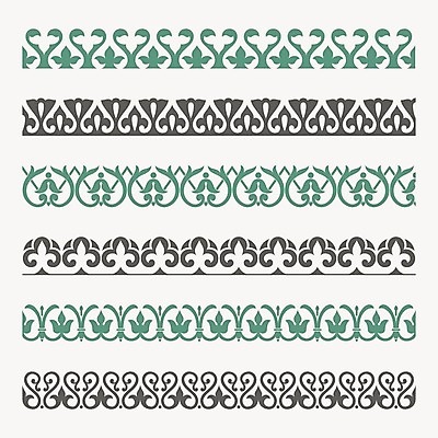 EPS 해외이미지 템플릿 리본 선 패턴 일러스트 프레임 장식 세트 줄무늬 수확 골동품 직물 이슬람교 수집 타일 그리스 복고 테이프 나누기 아랍어 스타일 해외202004 해외일러스트 유럽 종교 무늬 농업 문구용품 파일형식 벡터 이미지허브