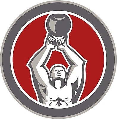 EPS 해외이미지 남자 스포츠 일러스트 건강 그래픽 운동 경쟁 원형 연습 복고 고립 리프팅 케틀벨 해외202004 해외일러스트 도형 컨셉 사람 파일형식 벡터 이미지허브