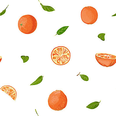 EPS 해외이미지 패턴 오렌지 일러스트 나뭇잎 사람없음 주황색 해외202004 해외일러스트 컬러 잎 무늬 과일 파일형식 벡터 이미지허브