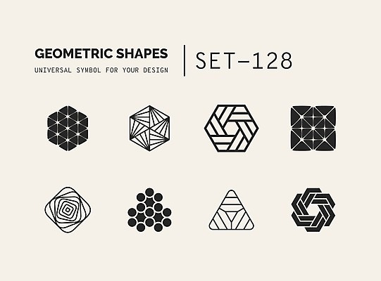 EPS 해외이미지 문양 디자인 선 일러스트 추상 사람없음 세트 사각형 원형 심볼 라인아트 심플 육각형 지오메트릭 해외202004 해외일러스트 도형 무늬 파일형식 벡터 이미지허브