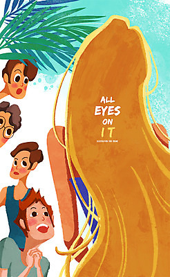 PSD 식물 긴머리 시선 여자 남자 일러스트 나뭇잎 프레임 틀 사람 여러명 성인 알림 집중 주목 성인만 국내일러스트 헤어스타일 다수 컨셉 잎 파일형식