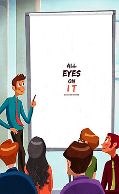 PSD 시선 여자 남자 일러스트 회의 프레임 틀 사람 여러명 성인 발표 알림 프레젠테이션 주목 성인만 국내일러스트 다수 비즈니스 파일형식