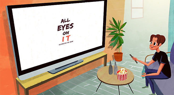 PSD 남자 거실 일러스트 탁자 프레임 실내 틀 한명 사람 성인 소파 텔레비전 알림 팝콘 시청 안식처 남자만 남자한명만 성인남자만 성인만 국내일러스트 시청하다 1 가구 의자 모션 휴식 내부 전자제품 관공서 파일형식